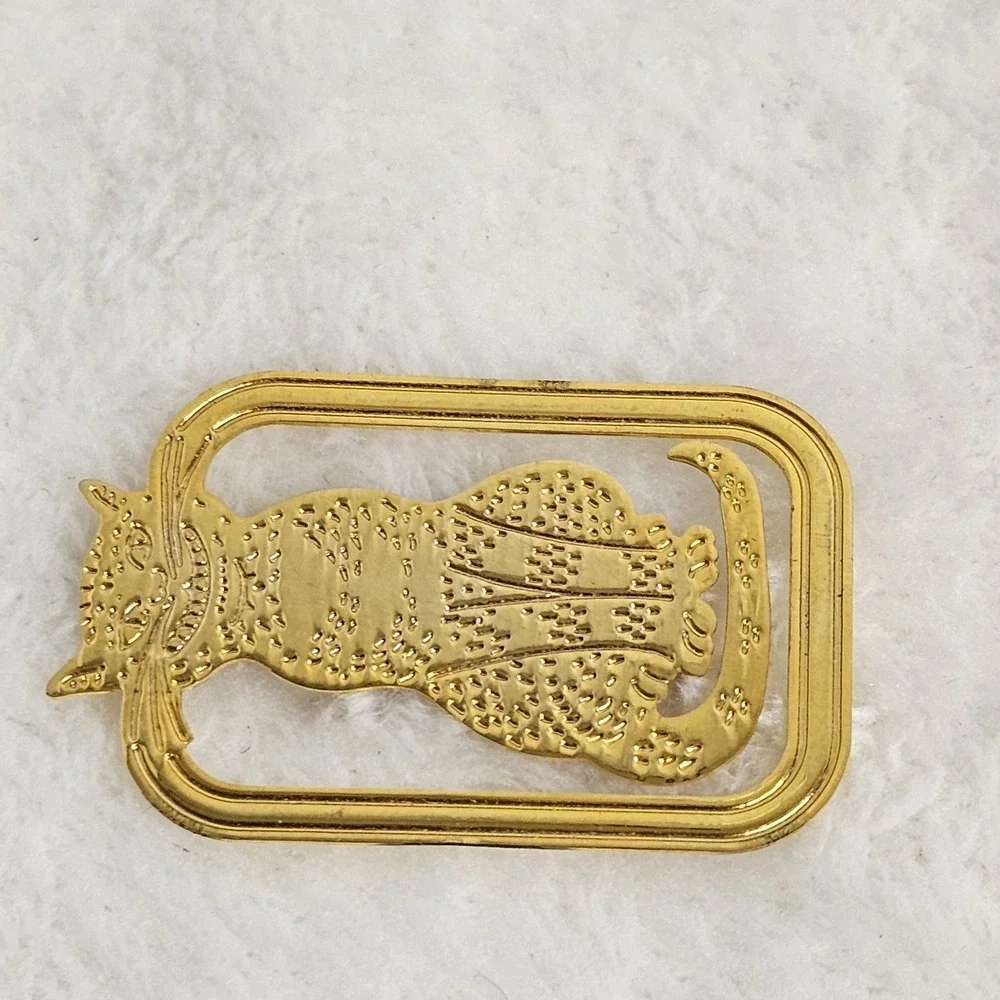 Gold Tone Cat Money Clip Book Mark